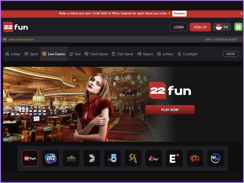 Principais vantagens e características do casino 22FUN