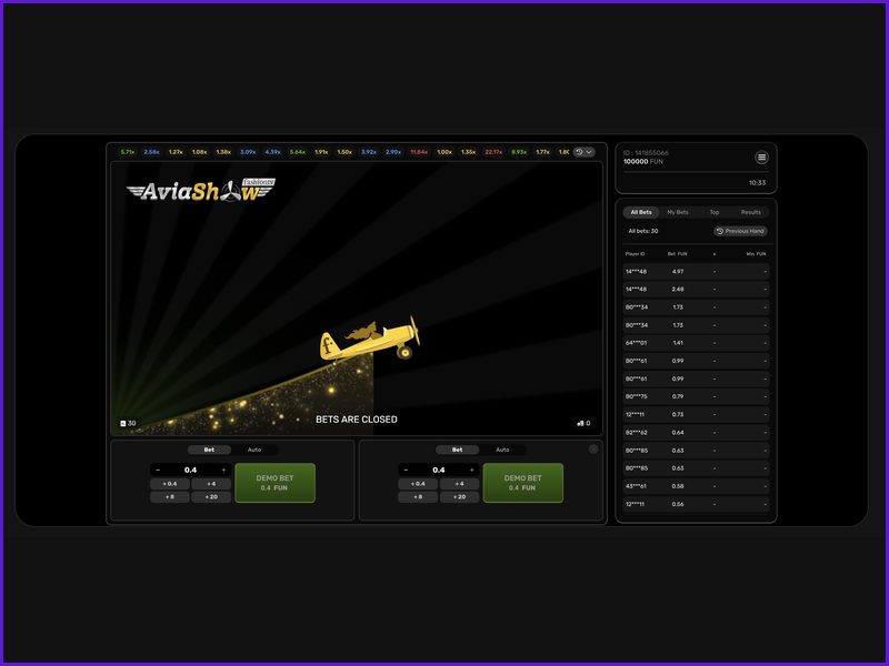 Free trial version of Aviashow with virtual currency