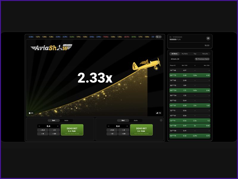 Flight animation and gameplay in Aviashow