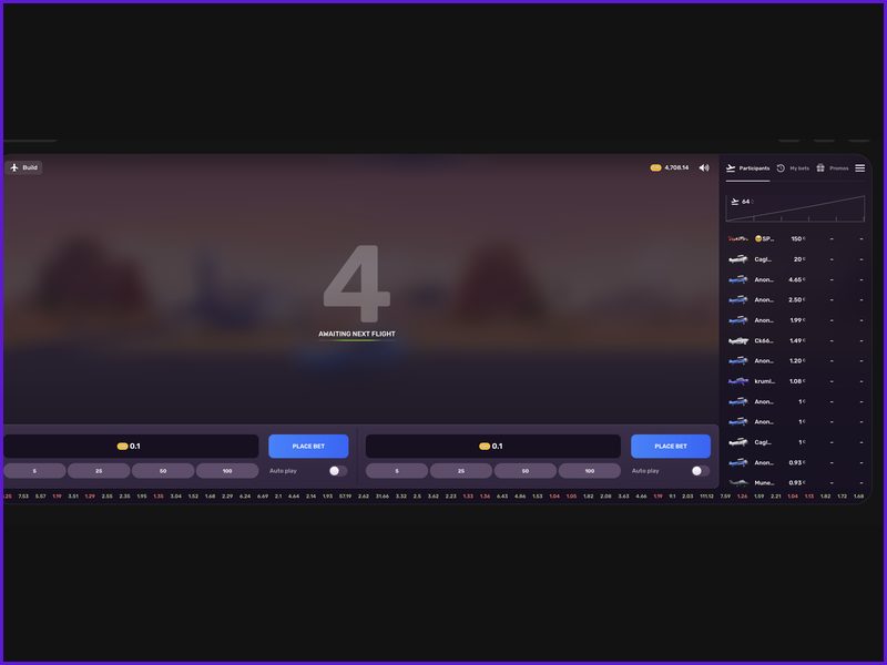 Screen design and control buttons in the game Aviatrix