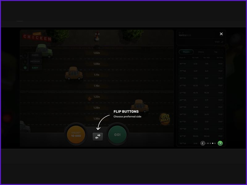 A player's complete journey from placing a bet to withdrawing funds in Chicken Crash