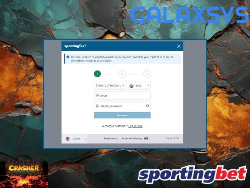 Registration on the Sportingbet casino