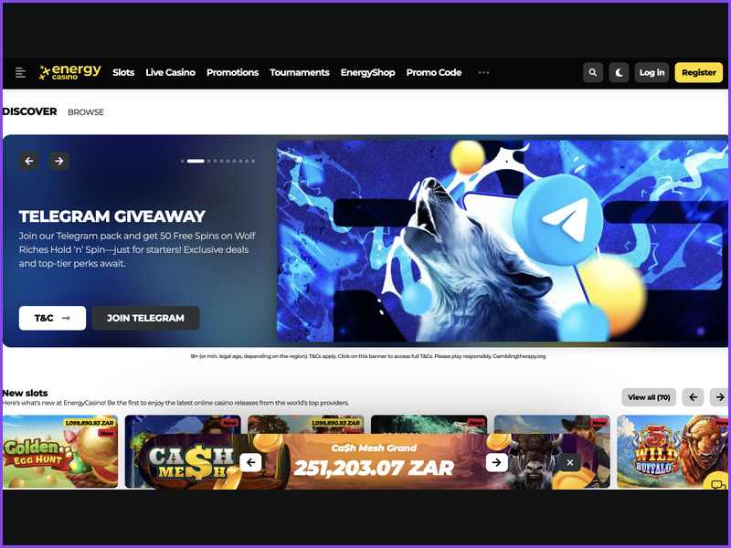 L'application mobile et la version navigateur d'EnergyCasino