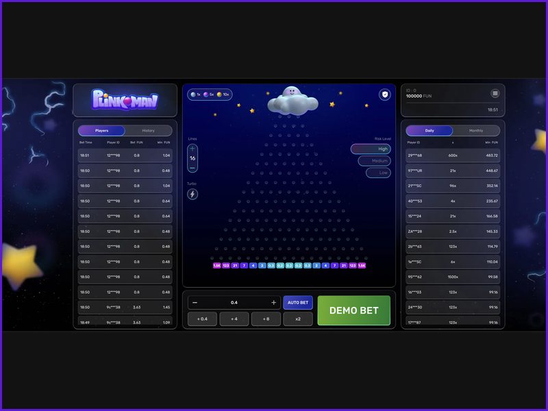 Fast-paced gameplay and quick rounds in Plinkoman