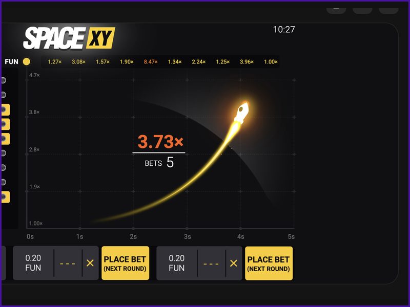 A rocket and a coordinate grid in space in Space XY