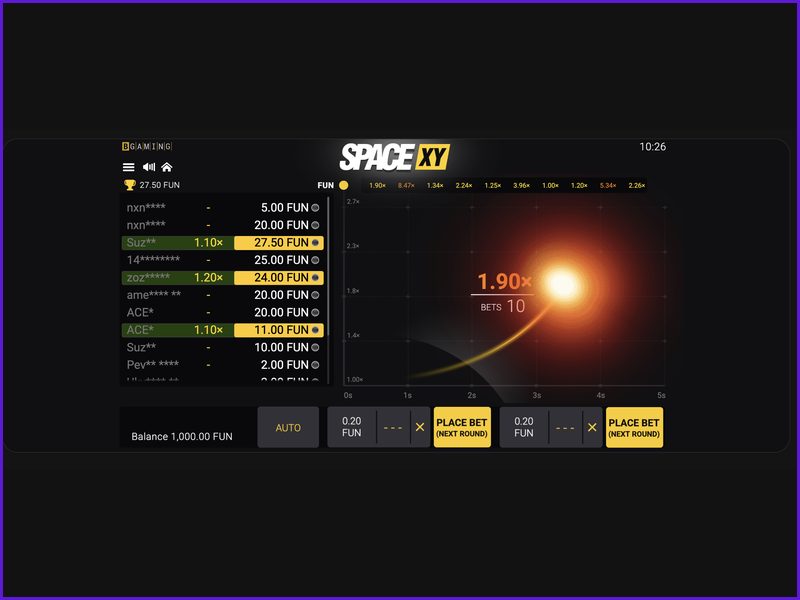 Coordinate grid and missile flight path in Space XY