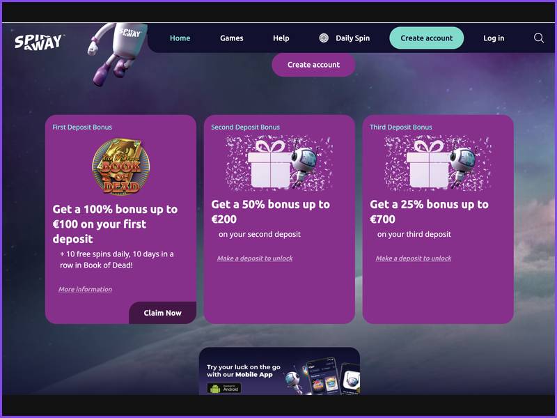 Interface e funcionalidades do casino online SpinAway