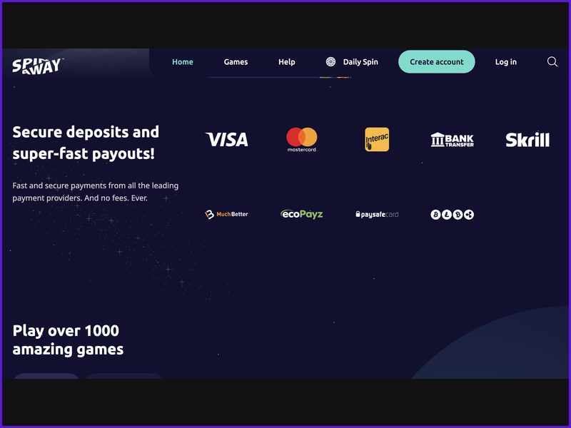 Bónus de boas-vindas e promoções do Casino SpinAway