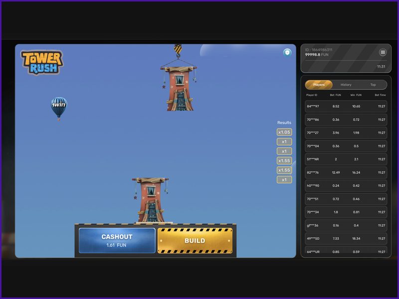 Control buttons and screen design in Tower Rush